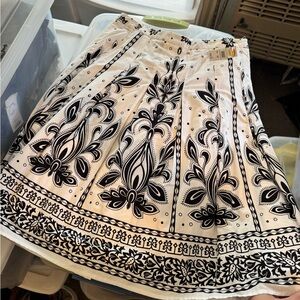 Talbots Black and White Floral A-Line Skirt